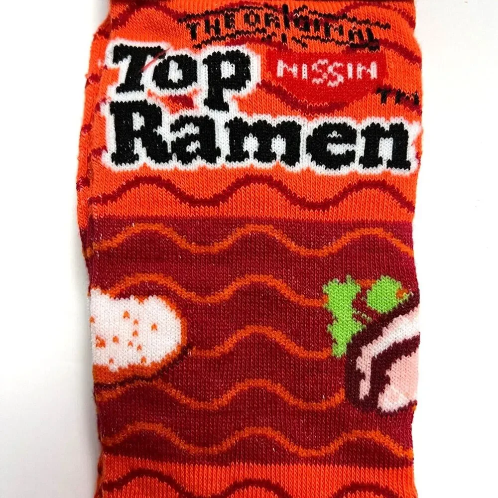 Odd Sox Unisex Top Ramen Soup Novelty Crew Socks Funny Retro 80s 90s Theme Red